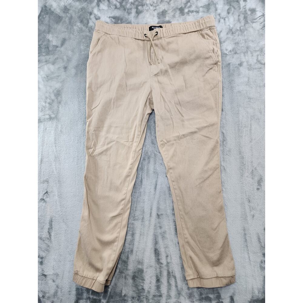 BLU ROCK New York Pants Womens XL Tan Pull On Stretch Cotton Jogger Chino Pocket